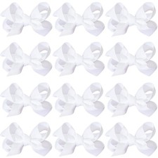 3 Inch Hair Bow Clips Grosgrain Ribbon Alligator Clips For Girls 12 PCS