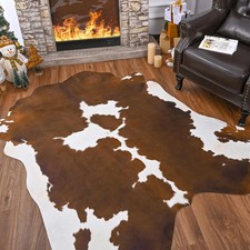 Faux Cowhide Rug 4 X 3 Feet, Medium Cow Rug Thickened Cow Print Rug, Non