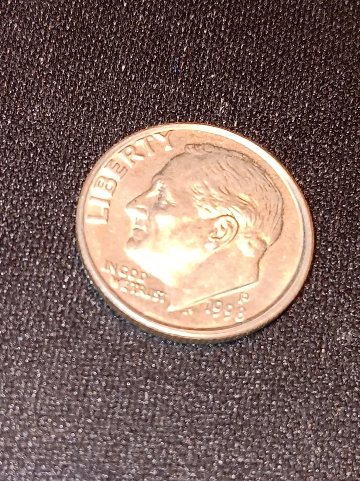 1998 P Roosevelt Dime Error, Out If Collar/ Railroad Rim.   - Image 3 of 3