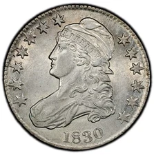 1830 PCGS AU55 Capped Bust Half Dollar (O-104, Small 0) Silver U.S. Coin