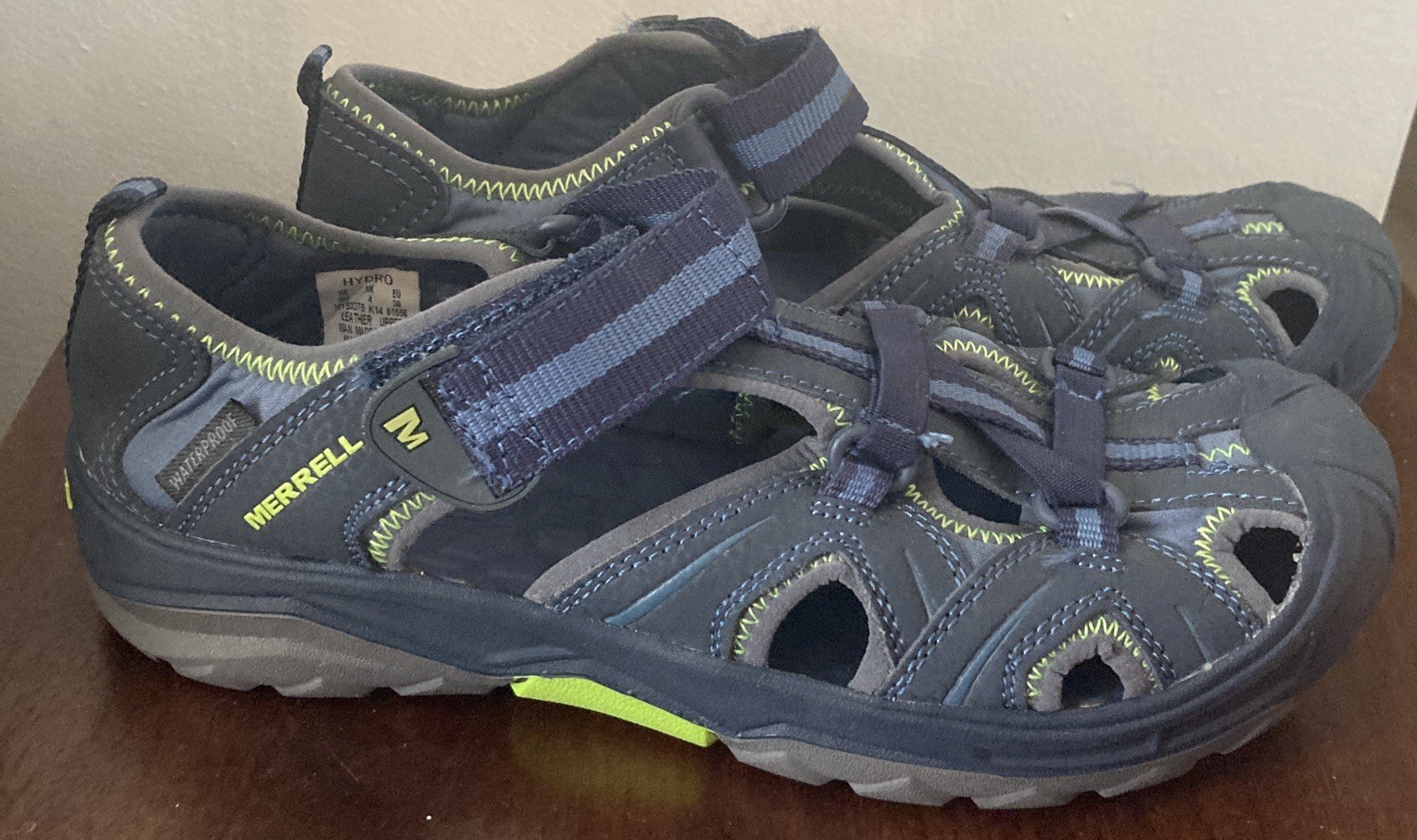 Merrell Select Hydro Hiker sandalo ragazzo ragazzo taglia 5 M blu navy verde MY53375