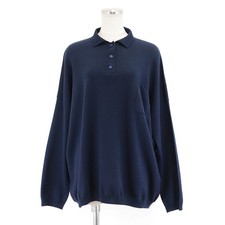 LOEWE Anagram Embroidery Pocket Oversized Polo shirt Women Size XS Navy
