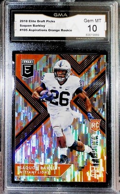 2018 Elite Draft Picks Aspirations Orange 105 Saquon Barkley RC GMA 10 GEM MINT