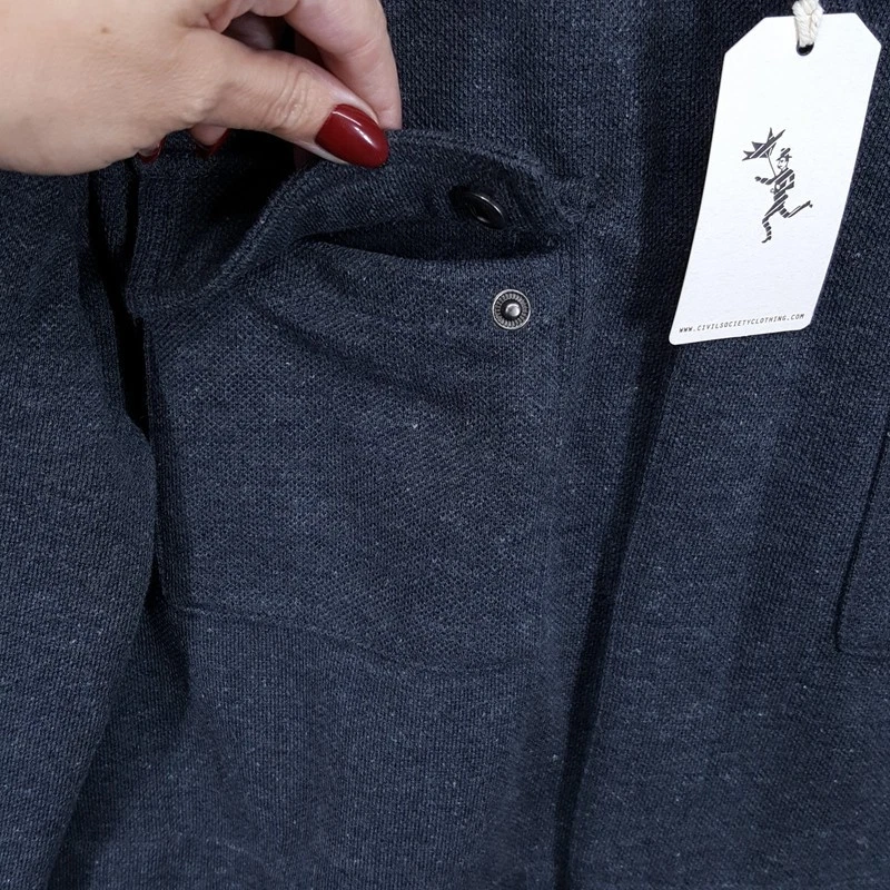 CIVIL SOCIETY Shirt Jacket Mens Medium Charcoal Grey Snap Button Cotton Knit image 5