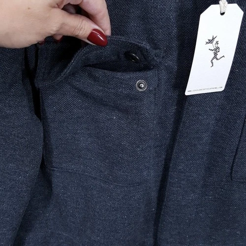 CIVIL SOCIETY Shirt Jacket Mens Medium Charcoal Grey Snap Button Cotton Knit image 5