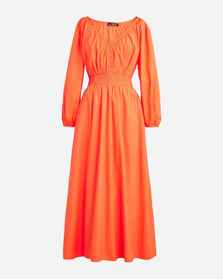 J Crew NWT Midi Dress in Cotton Poplin Orange Lined Skirt Stunning Fit 3X