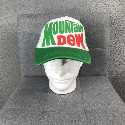 Mountain Dew Hat Cap Snap Back Mesh Trucker Advertising Soda Mens ODD Brand Gree
