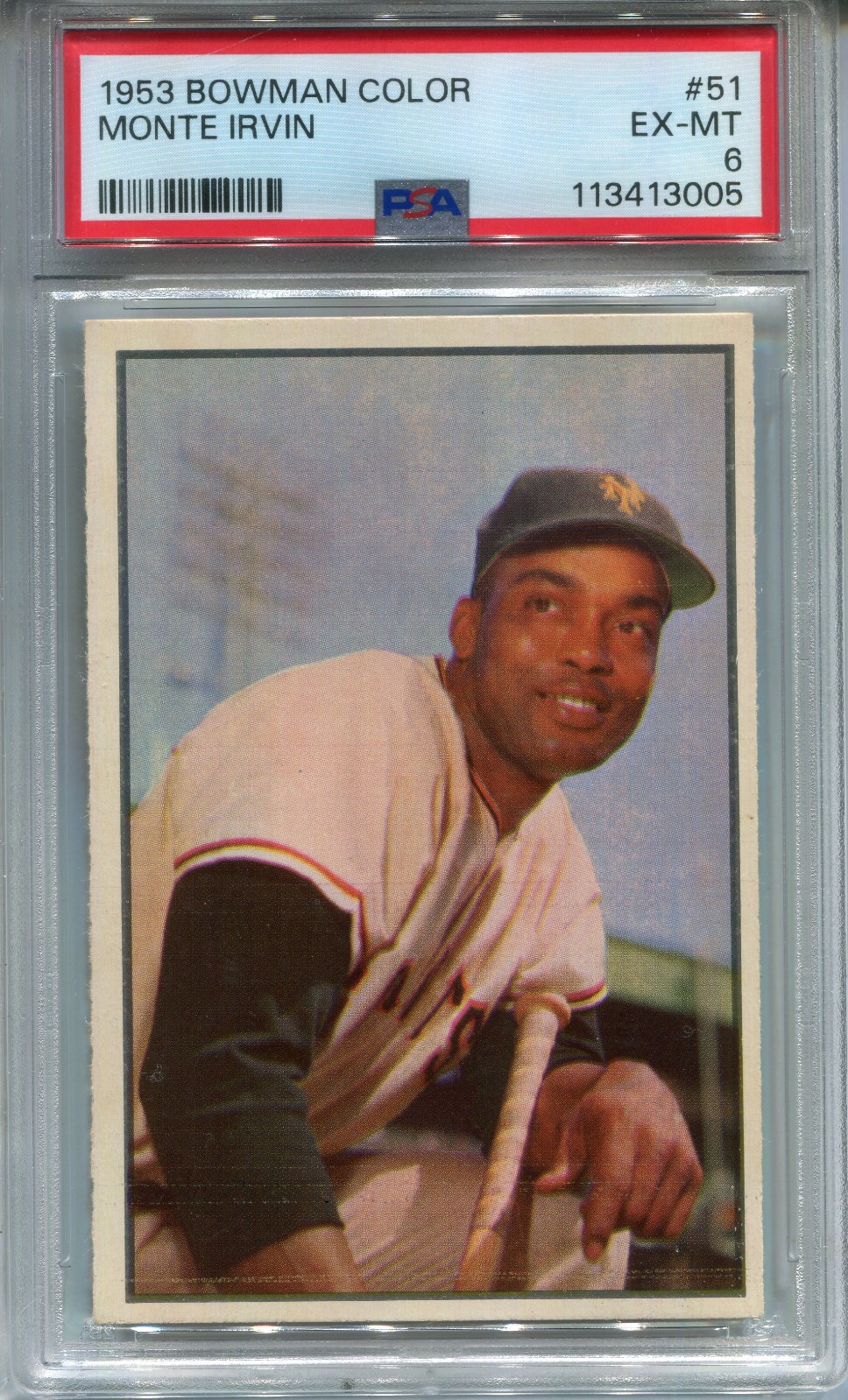 1953 Bowman Color #51 Monte Irvin PSA 6 EX-MT New York Giants