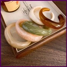 Wide Acrylic Cuff Bracelet for Women Vintage Jelly Color Resin Bangle