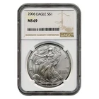 2006 SILVER EAGLE NGC MS 69 ~~ BROWN LABEL ~~ PRISTINE ~~ NO SPOTS (X)