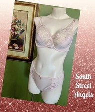 VINTAGE WACOAL 85133 84133 PINK SHELL EMBROIDERED BRA PANTY SET 34D / LARGE