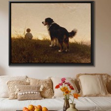 Bernese Mountain Dog Oil Painting Canvas Print Heartwarming Animal Wall Art