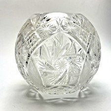 Cut Crystal Rose Bowl Vase with Pinwheel and Fan Motif — listing 6