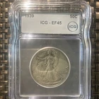 1939 Liberty Walking Half Dollar Silver Circulated ICG EF45 50C Certified Coin