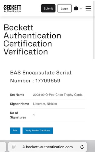 Nicklas Lidstrom Signed Conn Smythe Trophy Card Slabbed Beckett BAS IP a - Picture 3 of 3