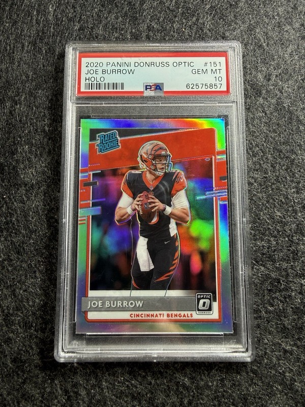 JOE BURROW RC 2020 PANINI DONRUSS OPTIC HOLO #151 BENGALS PSA 10