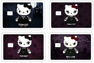 Gothic Hello Kitty ATM DEBIT CREDIT CARD Skin Sticker Emo Tattoo Black Halloween
