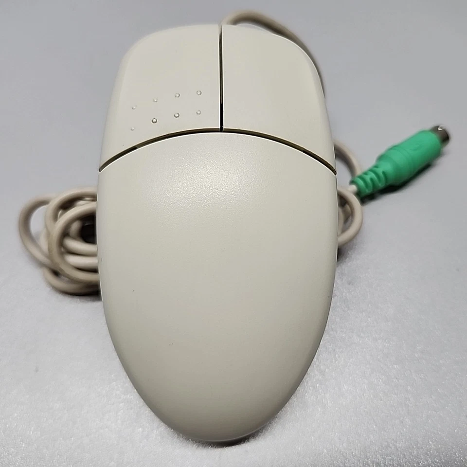 VINTAGE Mitsumi Ball Mouse ECM-S3902 White PS/2 Wired 2 Button 6 Pin - TESTED - Image 2 of 4