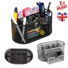 Office Home Pen Pot Ruler Pencil Holder Mesh Storage Desk Stationery Organiser