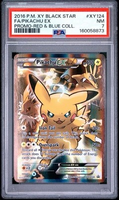 PSA 7 NM - Pikachu EX XY124 - XY Red & Blue Collection Black Star Promo Full Art