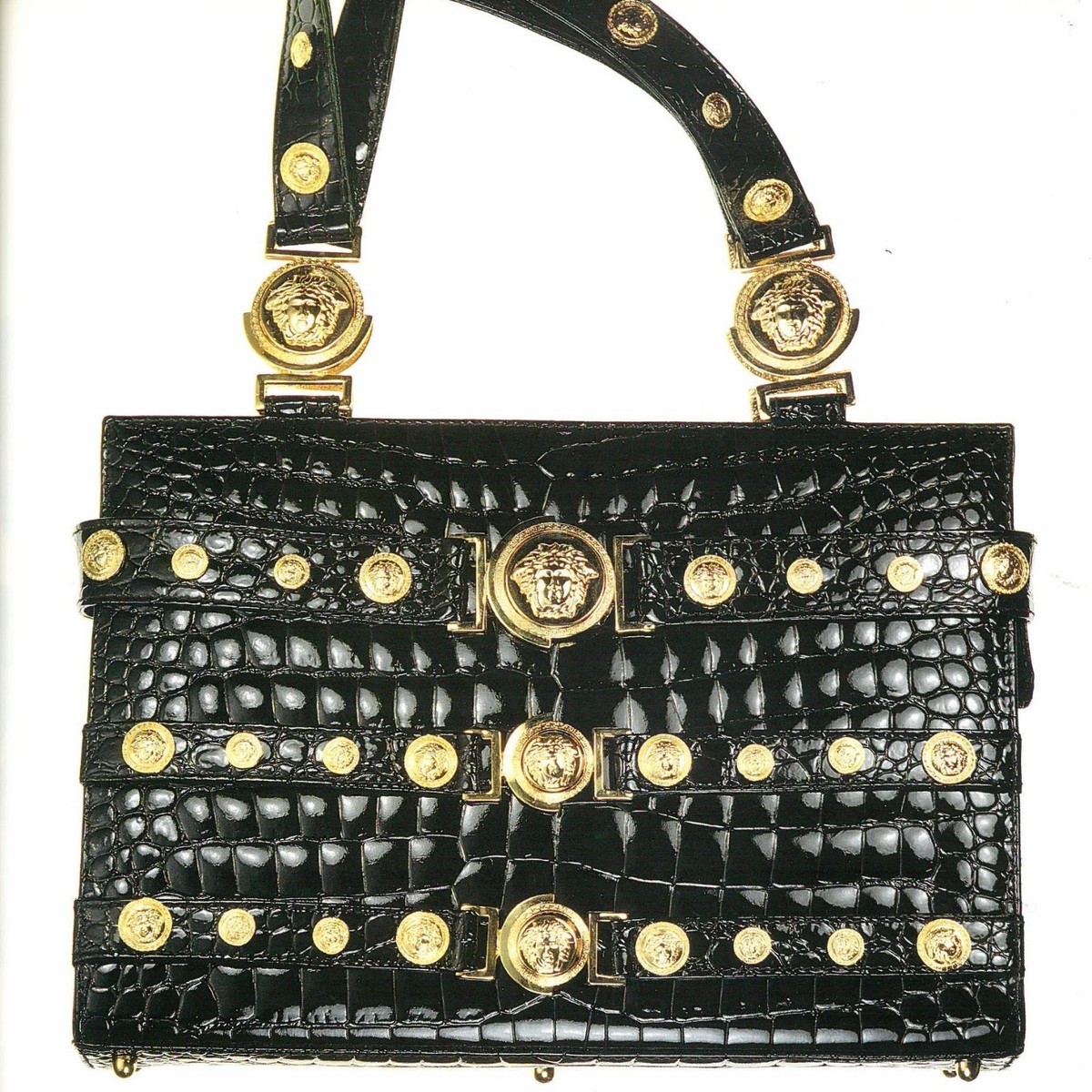 robertobaggio10 美品 Gianni Versaceショール GIANNI VERSACE black shoulder bag w/ Medusa medallions