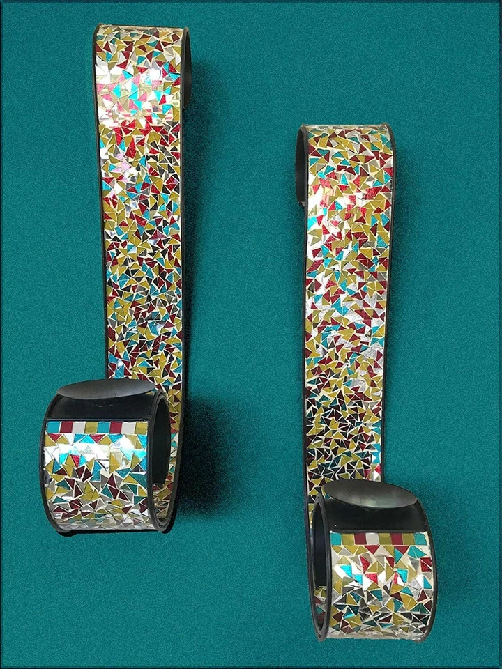 DecorShore 23 pulgadas Candelabro de mosaico y hierro (retro arco iris) Foto 3 de 3