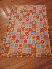 Fleece throw blanket 48x52, sunflower pattern, baby fleece blanket, crib size. 