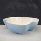 Vintage Red Wing Pottery #1068 Leaf Form Serving Dish Blue & White Bowl
