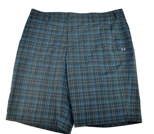 Under Armour Men’s UA Showdown Performance Golf Shorts Black Blue Plaid 38