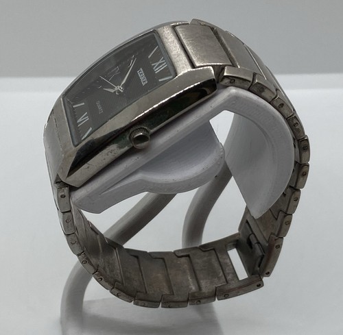 TERNER MENS WATCH New Battery BROWN RECTANGULAR Dial 7” Silver Band - Nice! - Picture 6 of 8