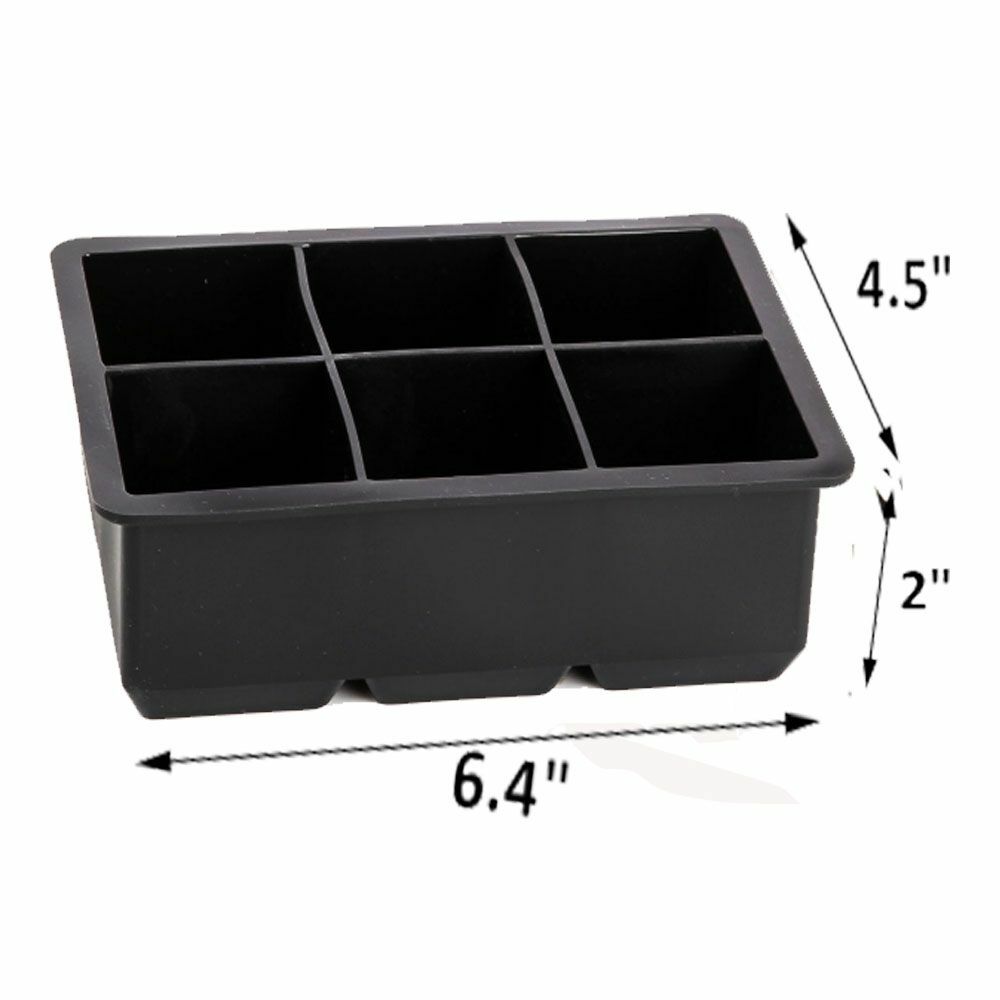 Large Square Ice Cube Molds - 4 Or 6 Cube Silicone Tray For Whiskey & Cocktails