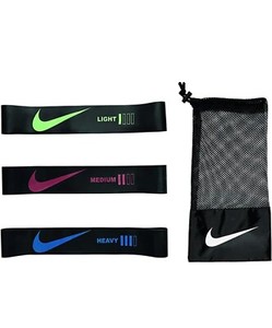 Nike Boucle Mini Bandes de résistance 3 Pack léger, moyen, lourd, élastique, noir NEW
