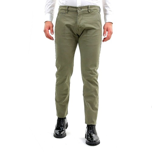 Pantalone Uomo Invernale Elegante Chino Slim Fit Verde Cotone Pantaloni  Tasca Am | eBay