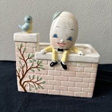 ANTIQUE Ceramic Humpty Dumpty Sat on a Wall Pottery ART DECO Planter Vase