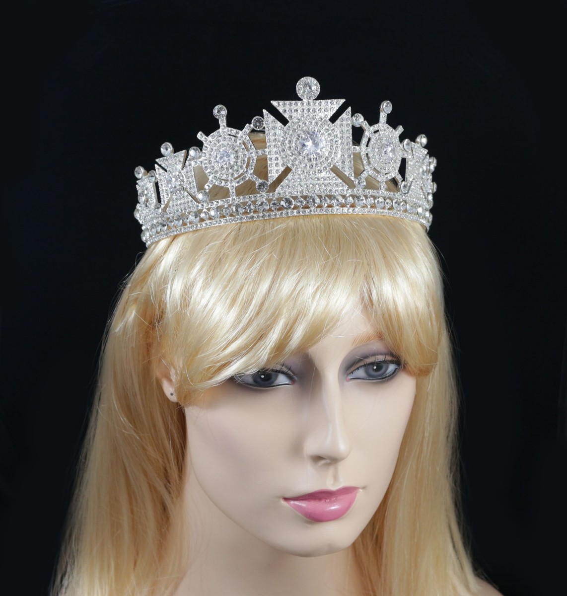 Green Crystal Queen Crown: Rhinestone Pageant Tiara (XL