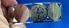 Saint Bracelet Cuff ST BENEDICT Protection Medal Stainless Steel