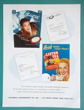 1950 Advertisement - COLUMBIA Lithographic Co of NY + Lipton Tea Revlon Make Up