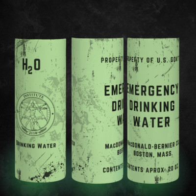 Glow In The Dark Fallout Emergency Drinking Water Tumbler 20oz With Straw
