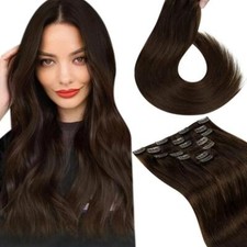18Inch Straight Brown Hair Extensions Clip in Real Remy Human Hair