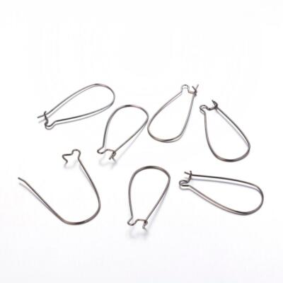 10 Kidney Earring Wires Black Gunmetal Ear Wires Dangle Earwires Long Findings