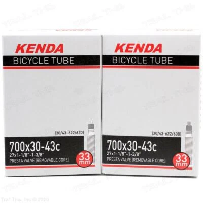 2-Pack Kenda 700x30/43 27x1-1/8-1-3/8" RVC Threaded 33mm Presta Bike Inner Tubes