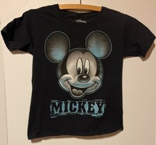 Disney Size Small 5/6 Mickey Mouse Short Sleeve Tee Shirt Black Front Graphics