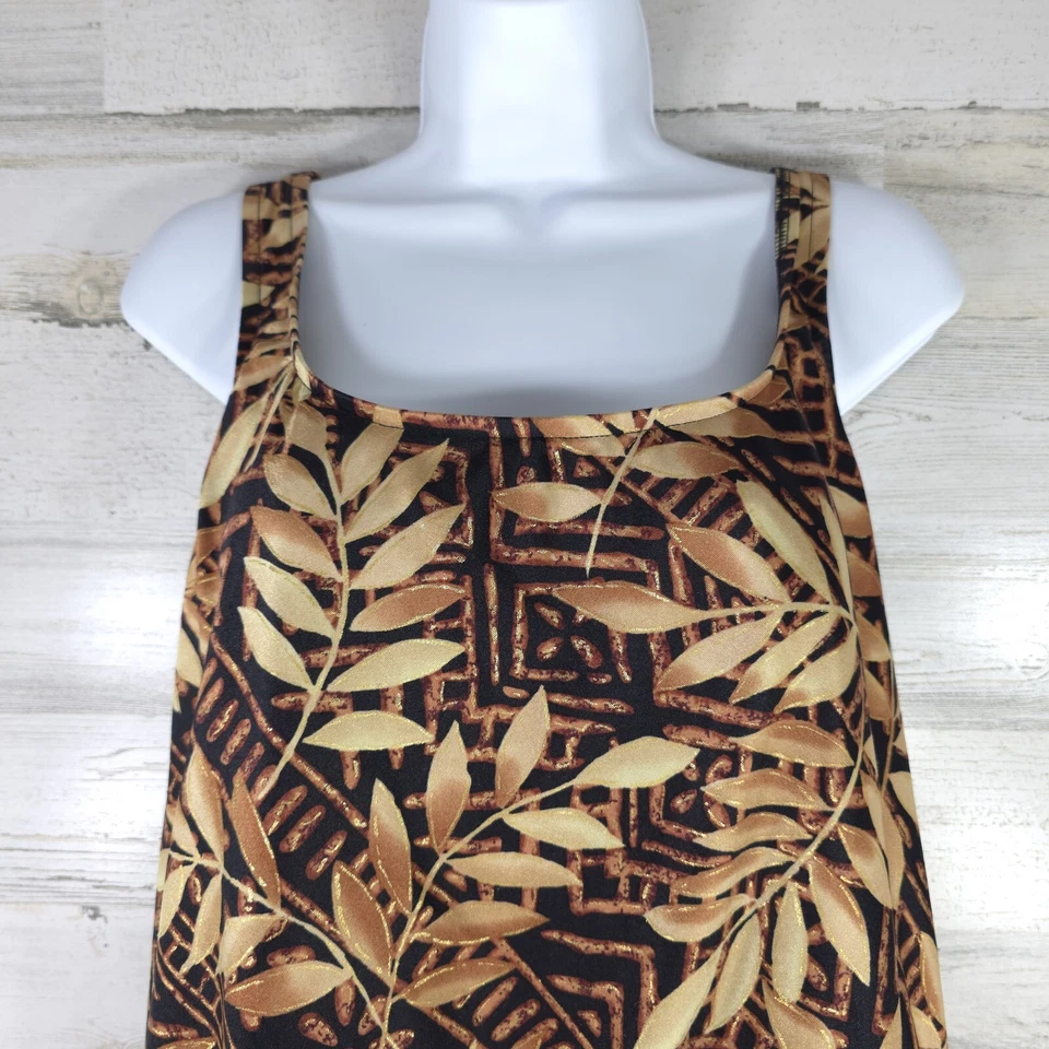 DE COLECCIÓN MAXINE OF HOLLYWOOD NATACIÓN TANKINI TOP MUJER TALLA 12 NEGRO MARRÓN DORADO.. Foto 4 de 4