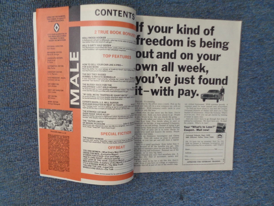 MALE  Magazine DECEMBER 1972- men man adventure pulp male  - Image 3 of 4