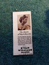 Sa25 Ephemera 1946 advert Evan Williams shampoo sheen