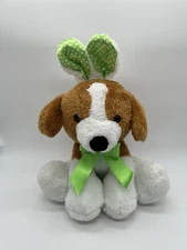 HugFun Puppy Dog Plush Green White Polka Dot Bunny Ears Stuffed Animal Toy