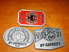 Hy Capacity '93 '00 '21 Humboldt Iowa - 3 Belt Buckles US Farm Tractor Equipment