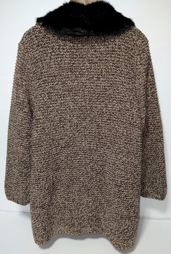 Dana Buchman Woman Gold Chain Long Cardigan Coat Faux Fur Metallic Thread Sz 2X - Picture 2 of 5