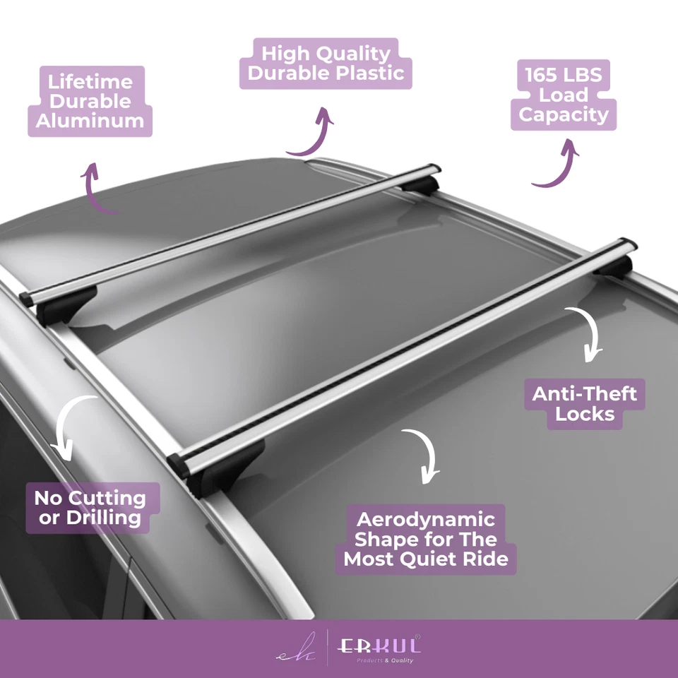 Поперечные дуги багажника на крышу ERKUL для Volvo V60 Cross Country 2015–2018 гг. — серебристые - Изображение 2 из 4