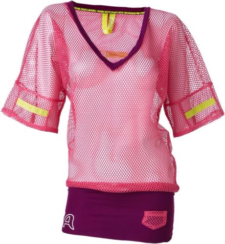 NEW NWT ZUMBA ZWEET MESH TOP PINK LOLLIPOP Zumba Love Fitness Dance SIZE LARGE - Picture 2 of 5